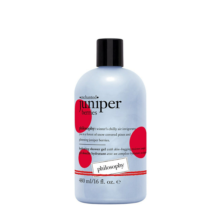 Philosophy hydrating shower gel in enchanted juniper berries scent 480ml bottle with black cap