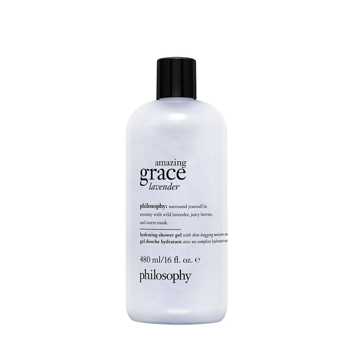 Philosophy amazing grace lavender hydrating shower gel bottle 16 oz with black cap