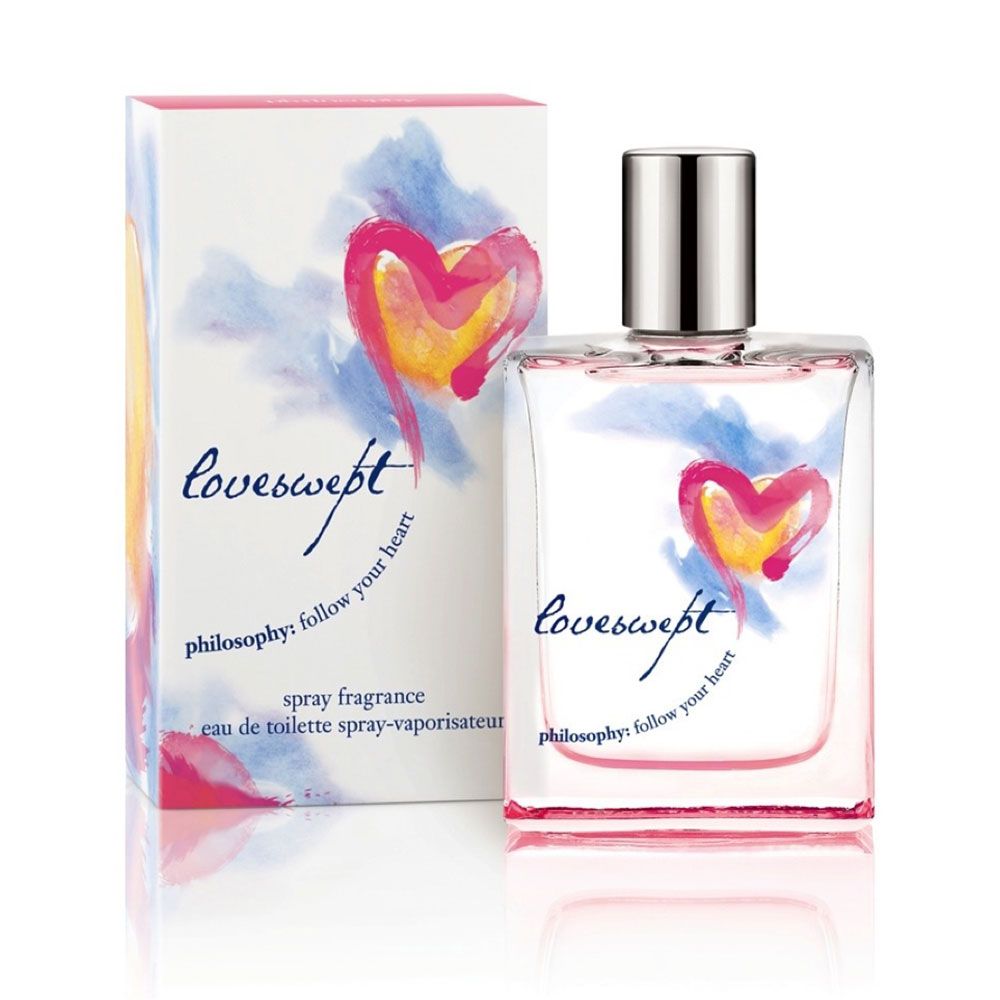 Philosophy Loveswept travel size fragrance with heart design on bottle and packaging