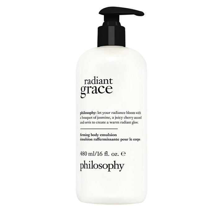 Philosophy Radiant Grace body emulsion firming body lotion in 16 oz pump bottle