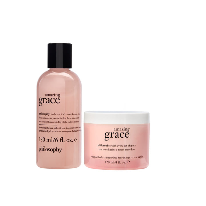 Philosophy You're So Amazing gift set fragrance with Amazing Grace shower gel and whipped body cream in pink jars