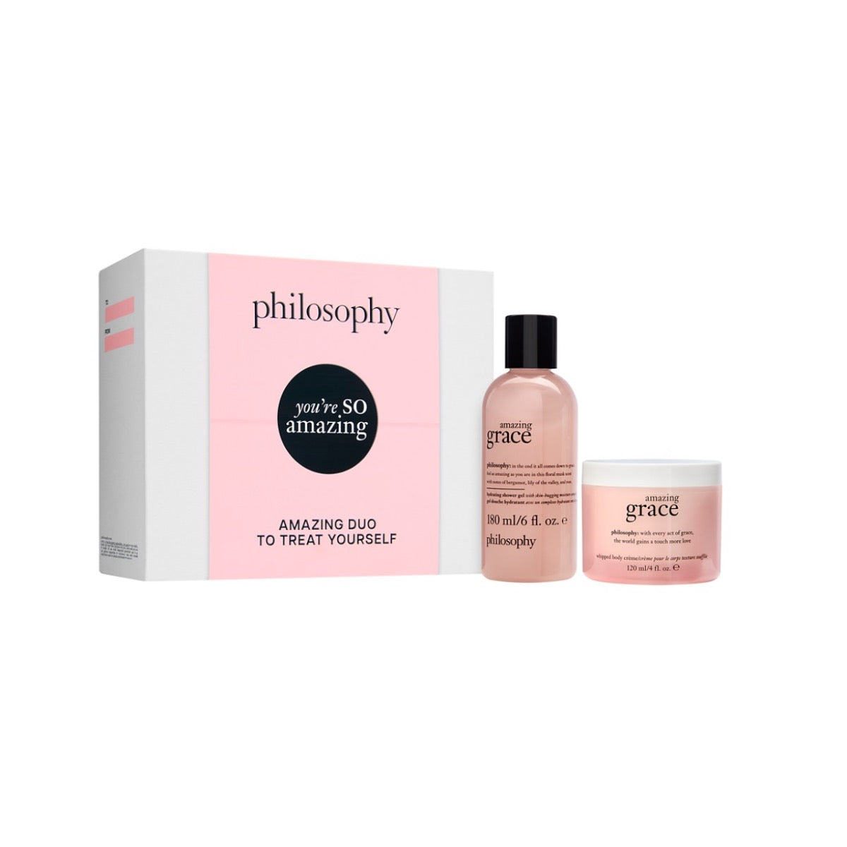 Philosophy You're So Amazing gift set amazing grace shower gel and body cream in pink box