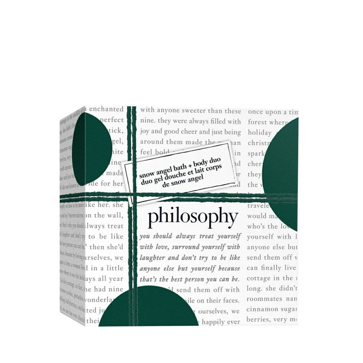Philosophy Snow Angel gift set with bath and body duo in festive white and green packaging
