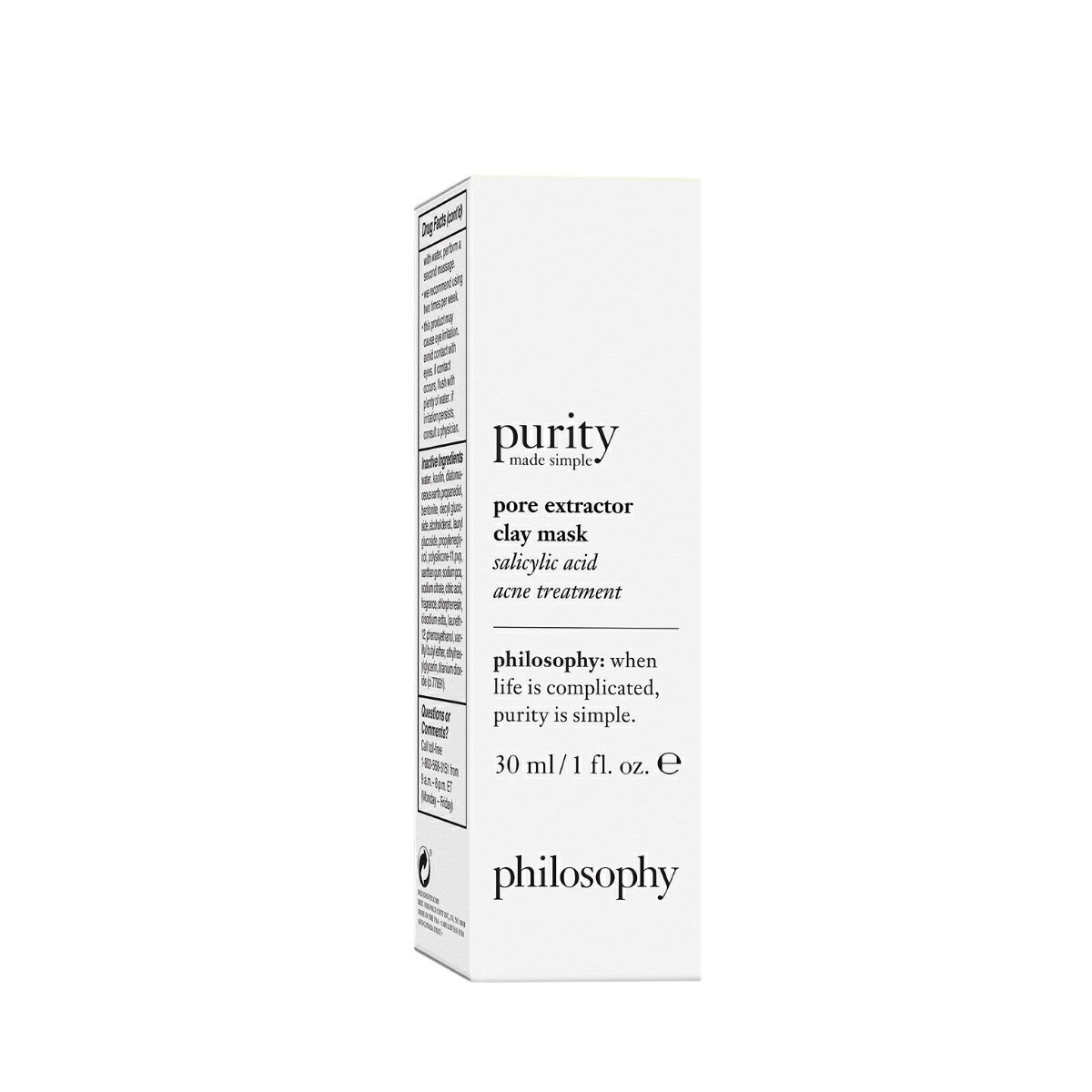 Philosophy purity pore extractor clay mask travel size clay mask 30 ml acne treatment