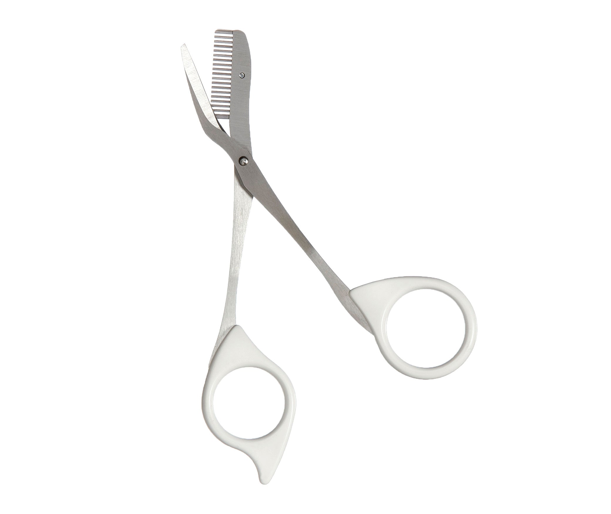 Seki Edge stainless steel eyebrow scissors with a curved blade for precise eyebrow grooming