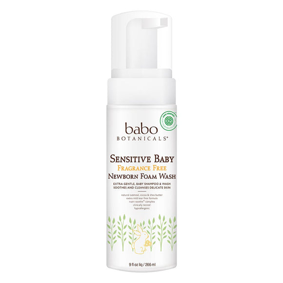 Babo Botanicals Sensitive Baby Newborn Foam Wash - Fragrance Free 9.0oz