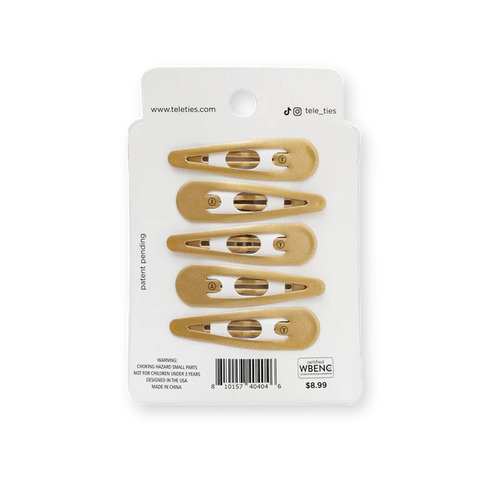 Teleties snap hair clips in gold, a set of four stylish hair accessories for all hair types