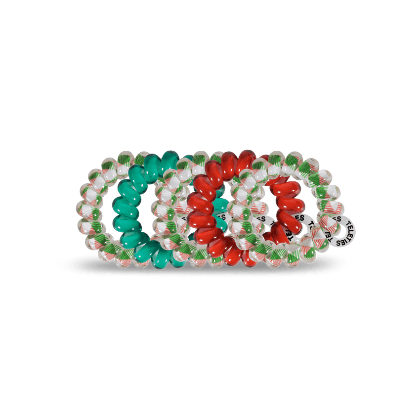 Teleties tiny hair ties in turquoise, red, and green, perfect for all hair types and styles