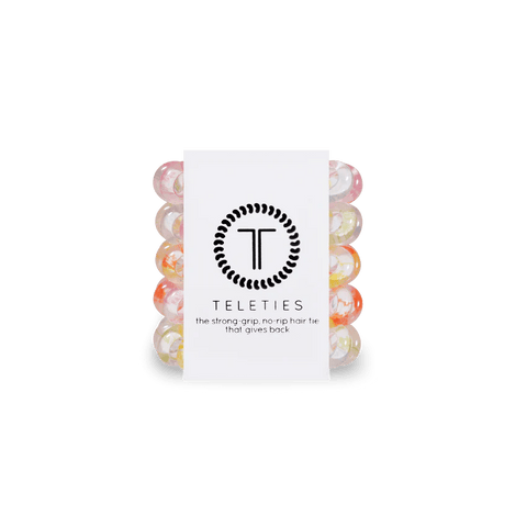 Teleties tiny hair ties in assorted pastel colors for a no-rip, strong grip hairstyle solution