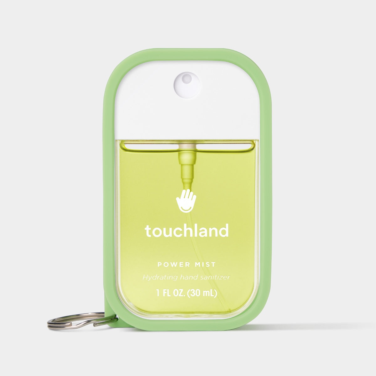 Touchland hand sanitizer mist in green case, 1 fl oz, hydrating and convenient for on-the-go use