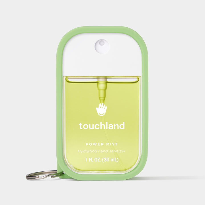 Touchland hand sanitizer mist in green case, 1 fl oz, hydrating and convenient for on-the-go use