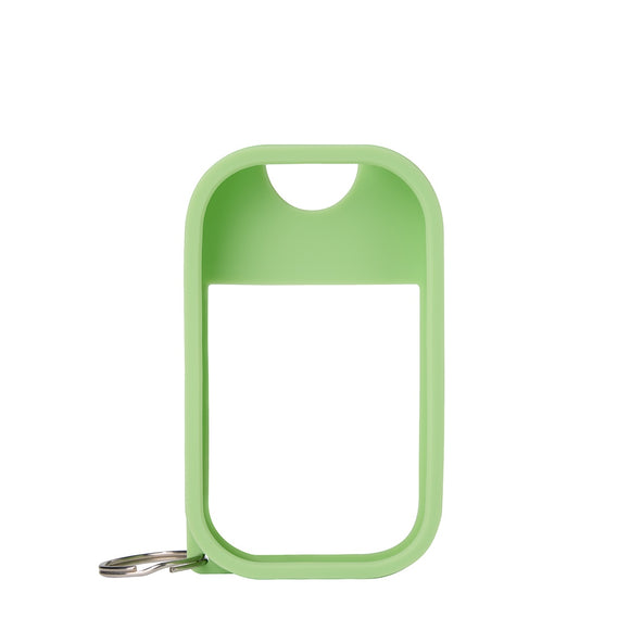 Touchland hand sanitizer mist holder in green with keychain attachment for easy portability