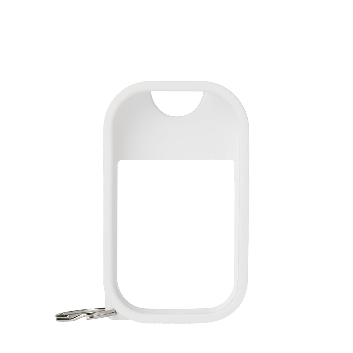 Touchland hand sanitizer mist holder in white with a keychain for convenient portability