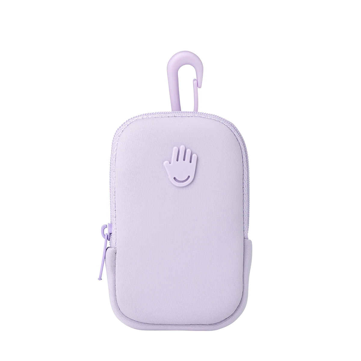 Touchland hand sanitizer pouch in lavender with a convenient hook for easy carrying