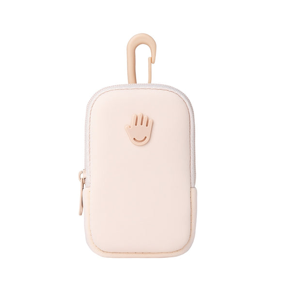 Touchland hand sanitizer pouch in soft pink with a convenient hook for easy attachment