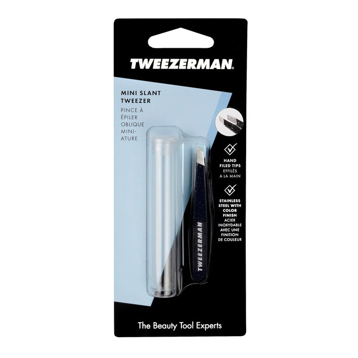 Tweezerman Mini Slant Tweezer with Hand-Filled Tips for Precise Hair Removal