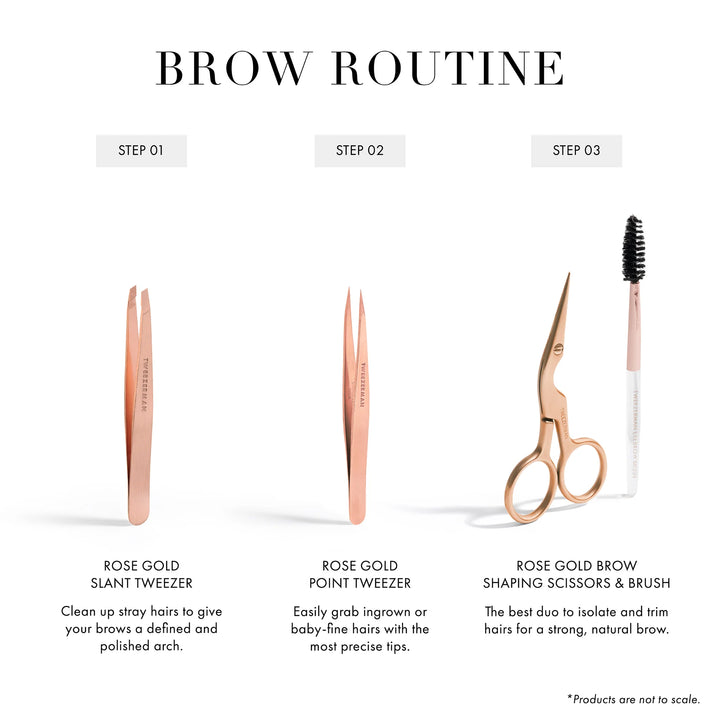 Tweezerman Rose Gold Brow Shaping Scissors with Brush for Precise Brow Grooming