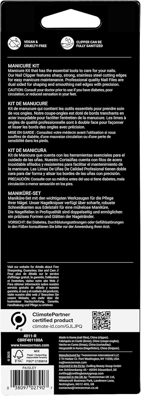 Tweezerman Manicure Kit essential for nail care products for nail care with various tools included