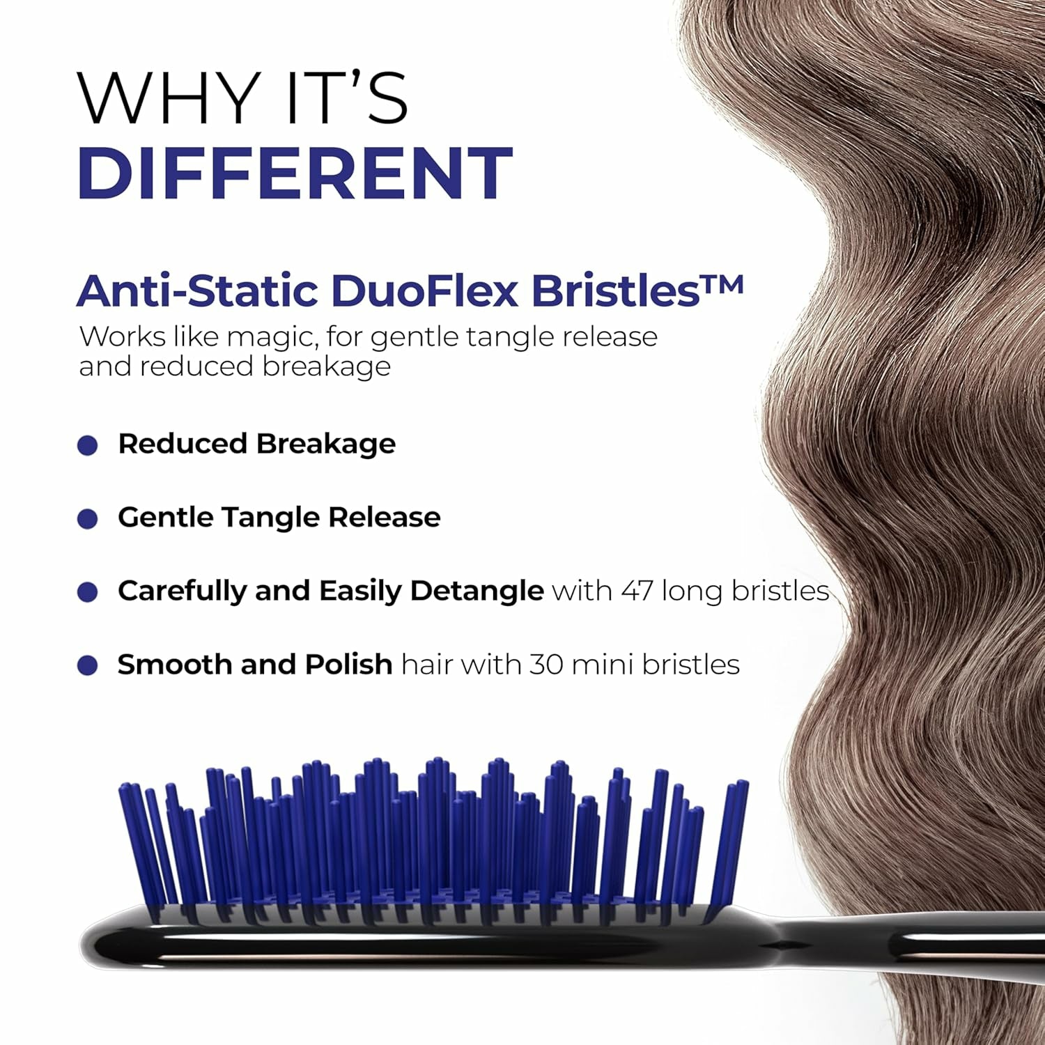Unbrush original full sized hair brush with Anti-Static DuoFlex Bristles designed for gentle tangle release and reduced breakage