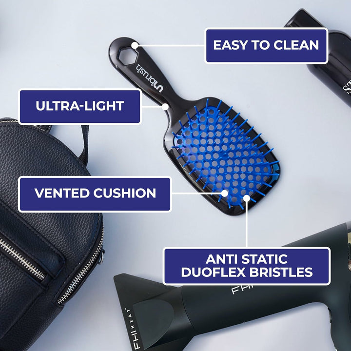 Unbrush original full sized hair brush with anti static duoflex bristles and vented cushion for easy cleaning