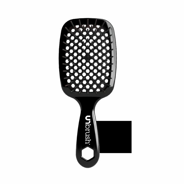 Unbrush original full sized hair brush in black with hexagonal vented design and ergonomic handle