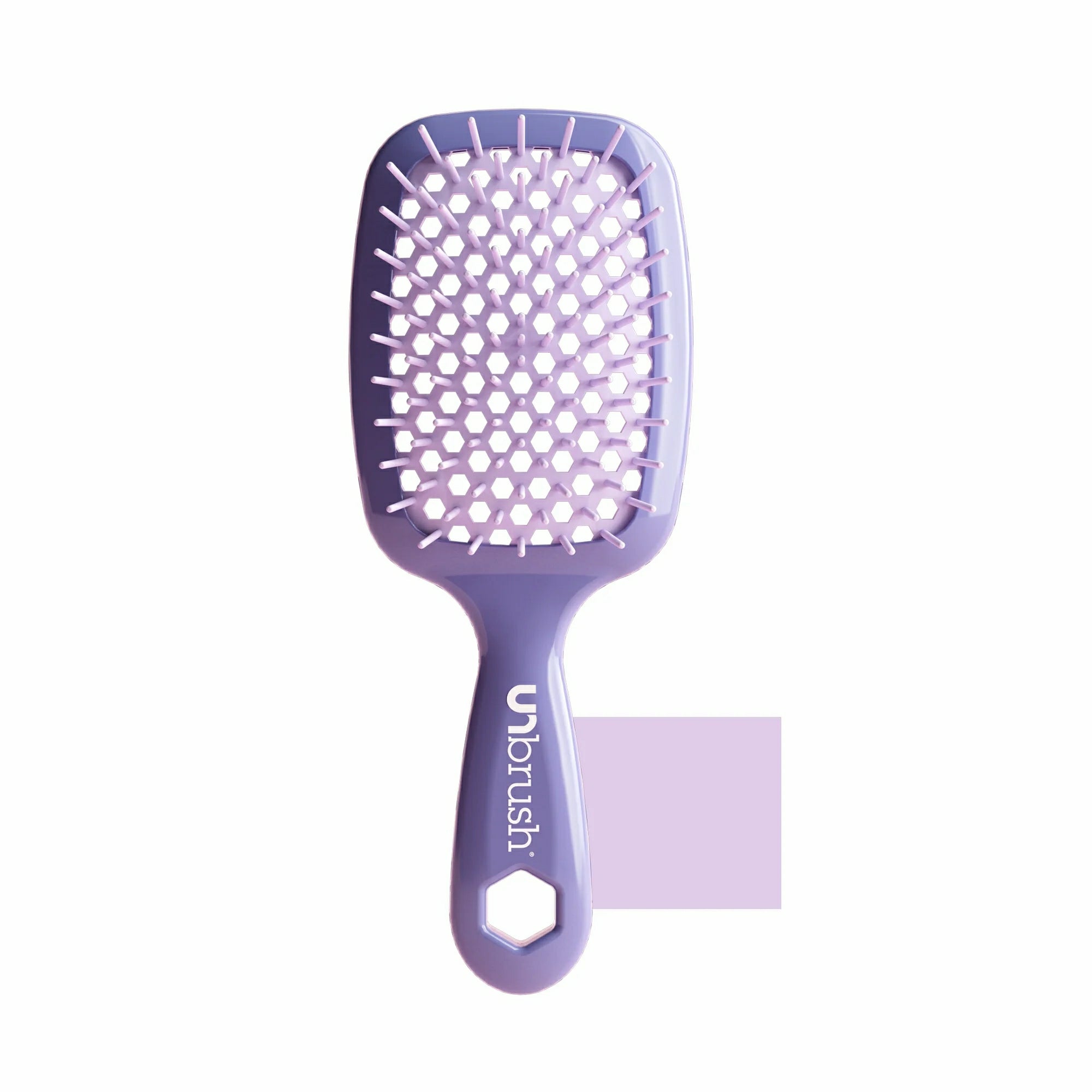 Unbrush original full sized hair brush in lavender with cushioned bristles and ergonomic handle
