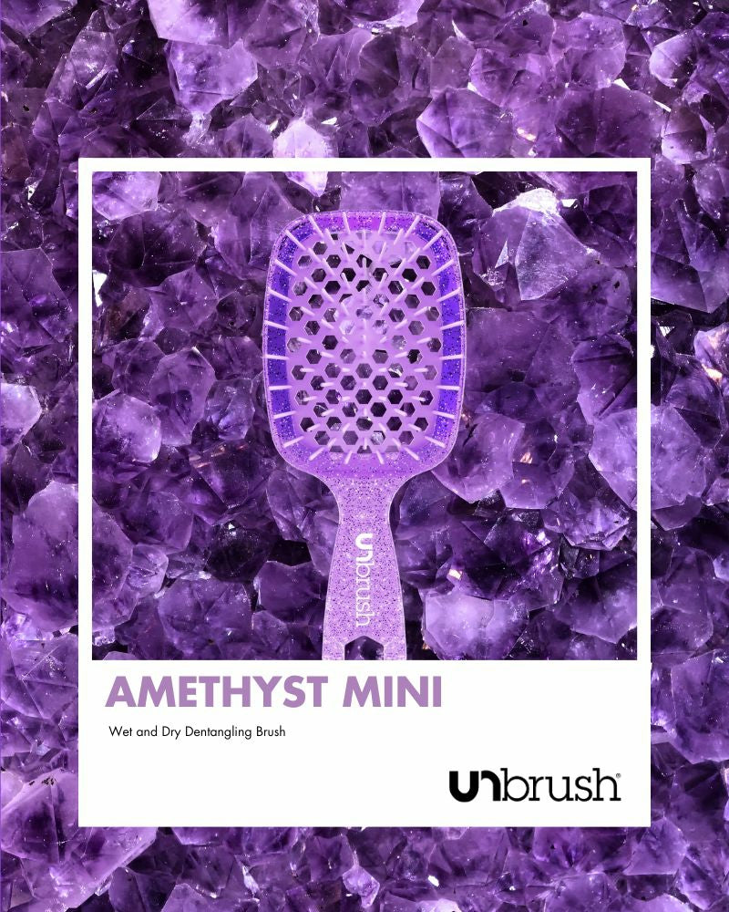 Unbrush glitter hair brush Amethyst Mini in purple for wet and dry detangling