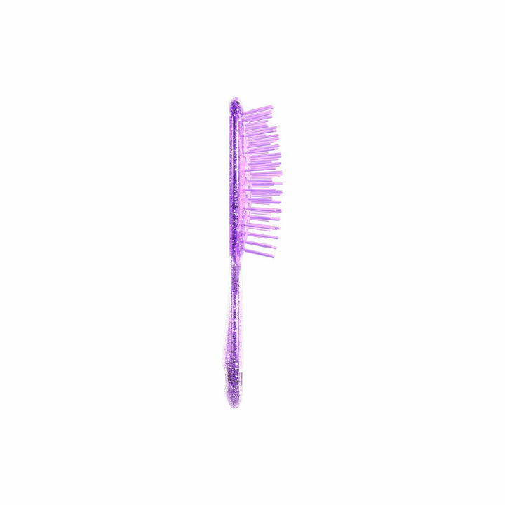 Unbrush glitter hair brush in purple with flexible bristles for gentle detangling