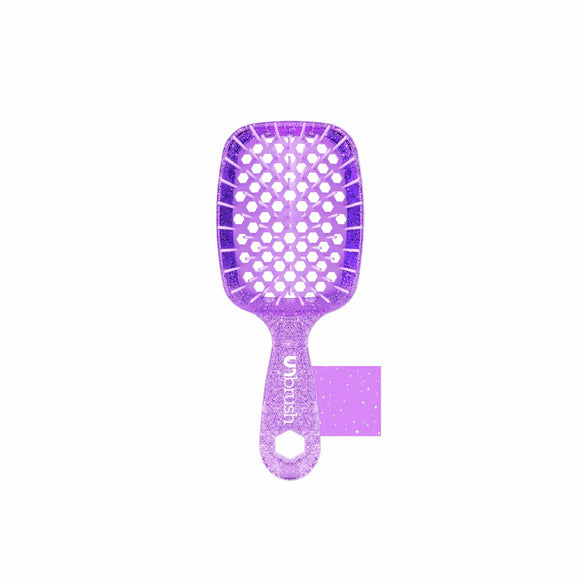 Unbrush glitter hair brush in purple with ventilated design for easy detangling and styling