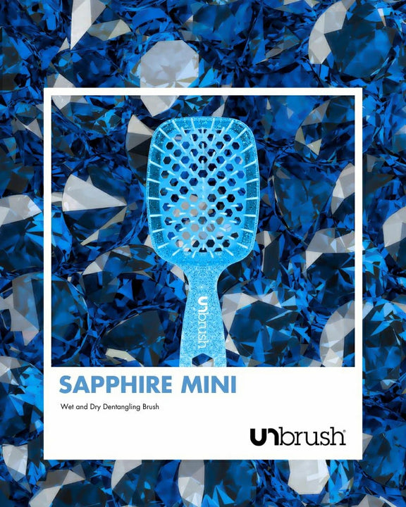 Unbrush glitter hair brush Sapphire Mini wet and dry detangling brush in blue glitter design
