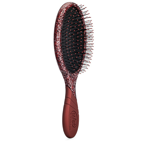 Wet Brush Crushed Jewels Detangler with glittery red handle and flexible bristles for gentle hair detangling