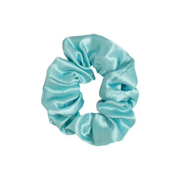 Aqua satin scrunchie from Wet Brush detangle and style kit for effortless hair styling