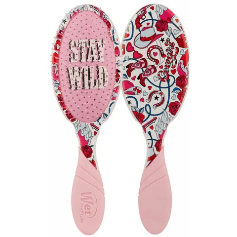 Wet Brush Stay Wild Detangler Hair Brush with Pink and Floral Design for Effortless Knot Removal