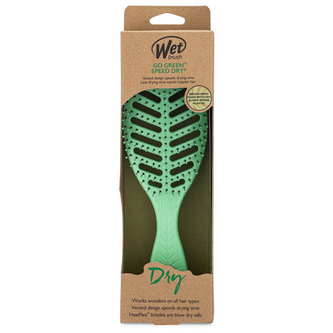 Wet Brush eco-friendly detangler green vented hairbrush with heat safe bristles in eco packaging