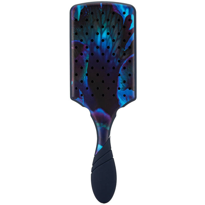 Wet Brush Paddle Brush for Tangle-Free Hair with colorful blue and black design and ergonomic handle
