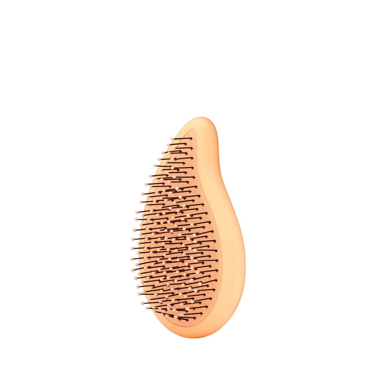 Wet Brush palm detangler in peach color with flexible bristles for gentle hair detangling