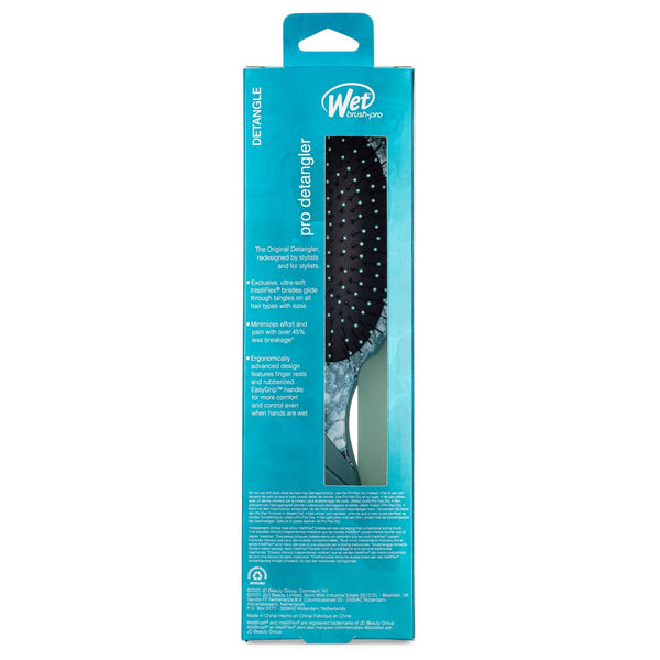 Wet Brush Pro Detangler in blue packaging showing brush head designed for gentle detangling