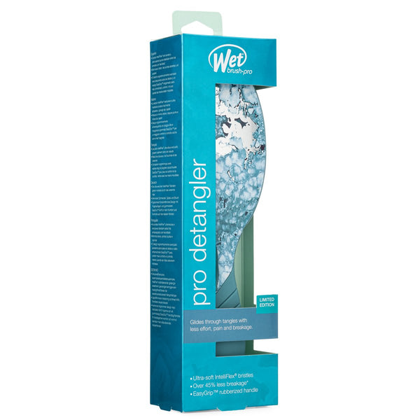 Wet Brush Pro Detangler in limited edition blue and white marbled design with flexible bristles
