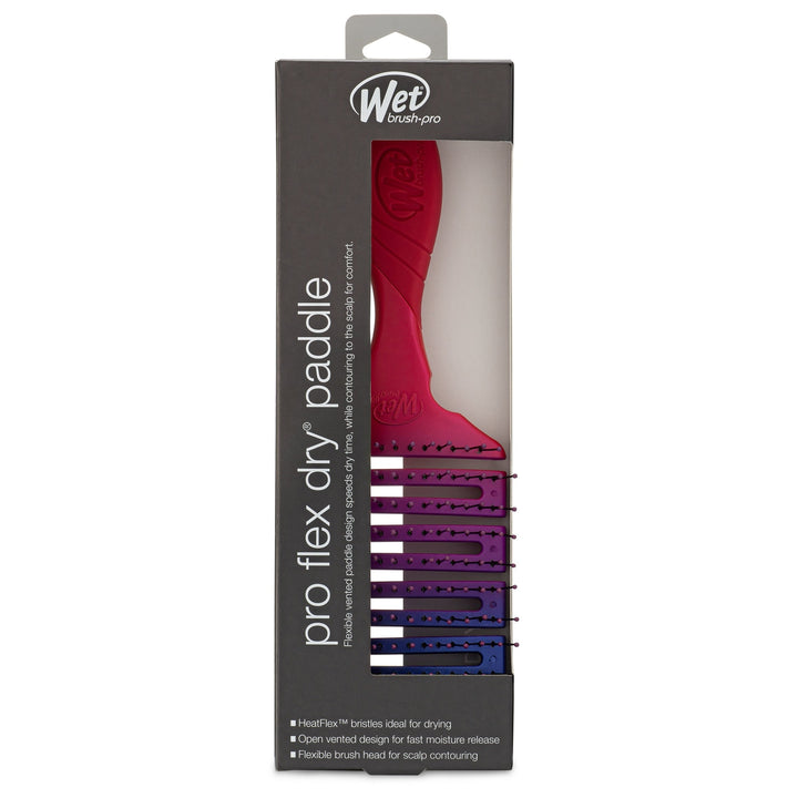 Wet Brush Pro Flex Dry Paddle brush in colorful design with flexible head and open vented bristles