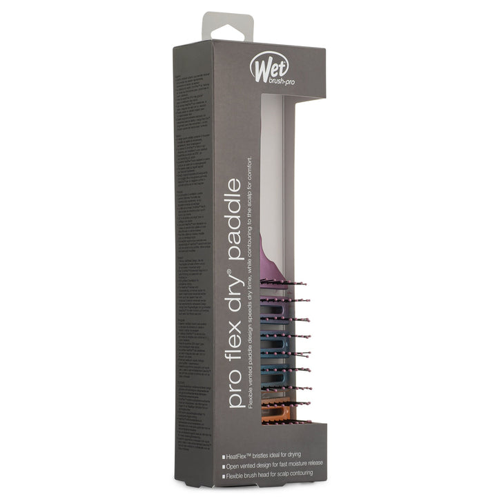 Wet Brush Pro Flex Dry Paddle in packaging with flexible bristles and open vent design for drying