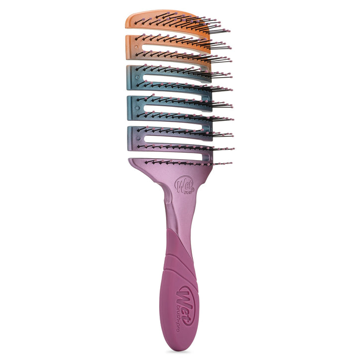Wet Brush Pro Flex Dry Paddle brush with flexible striped head and pink ergonomic handle