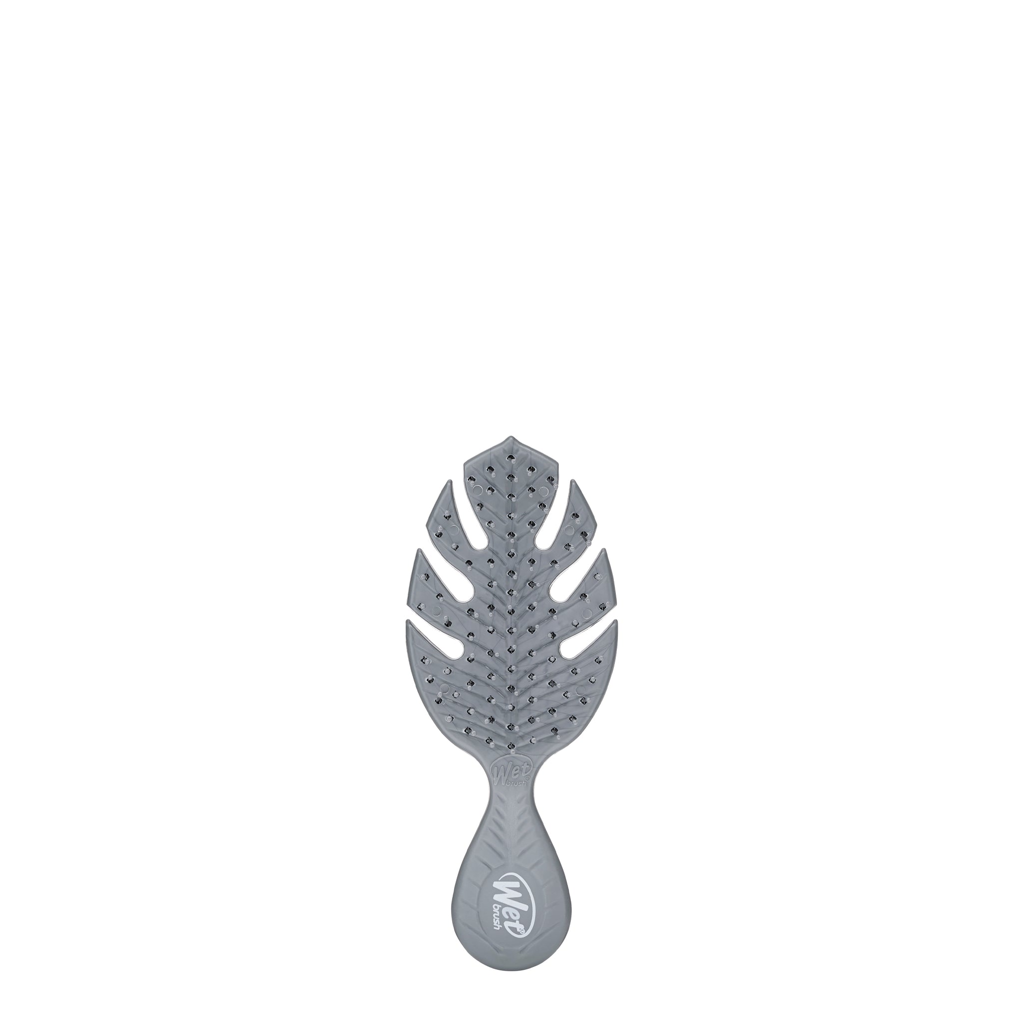 Wet Brush eco-friendly mini hairbrush in gray with a leaf-shaped vented design for easy detangling