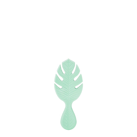 Wet Brush eco-friendly mini hairbrush in light green shaped like a tropical leaf