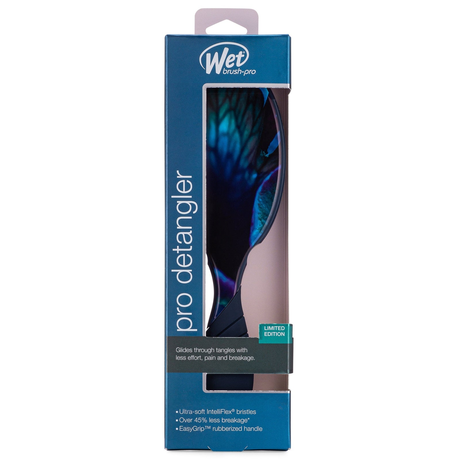 Wet Brush Rare Botanicals hair brush in blue and black pro detangler packaging