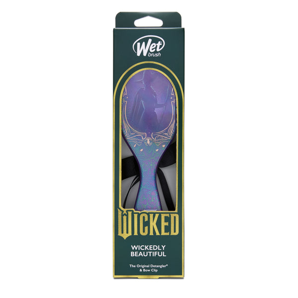 Wet Brush Wicked detangling brush in purple with decorative design in original packaging
