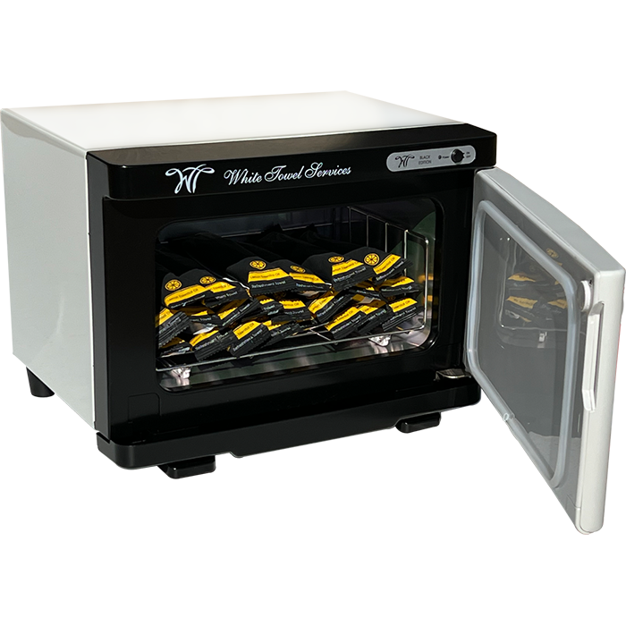 White Towel Services Cotton Refreshment Towels Warmer with Convenient Open Door and Packaged Towels