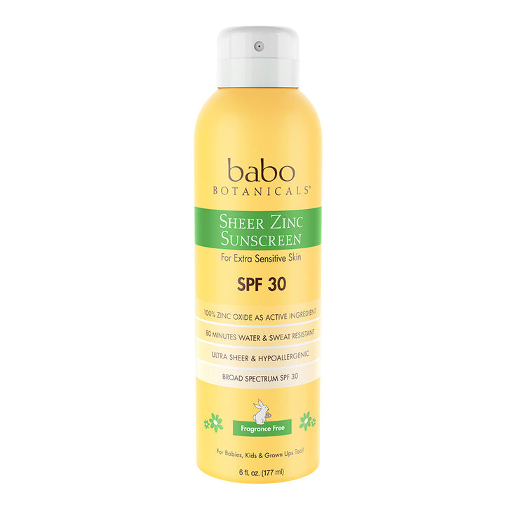 Babo Botanicals Sheer Zinc SPF 30 Sunscreen Spray - Fragrance Free 6.0oz