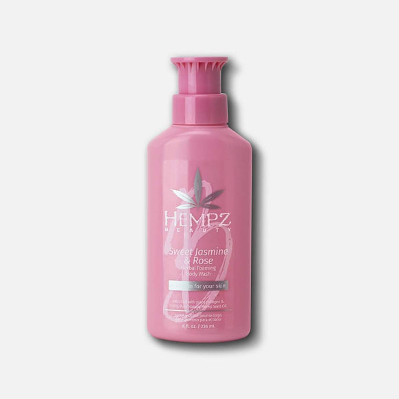Hempz Sweet Jasmine & Rose Collagen Infused Herbal Foaming Body Wash 8 fl oz.-Hempz-BB_Bath and Shower,BB_Body Wash,Brand_Hempz,Collection_Bath and Body,Hempz_ Body Wash