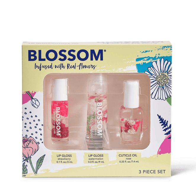 Blossom 3 Piece Set- Roll-On Lip Gloss, Lip Gloss, & Cuticle Oil-Blossom-Blossom_ Gift Set's,Blossom_ Roll on Lip Gloss's,Brand_Blossom,Collection_Gifts,Collection_Makeup,Gifts_Under 25,Makeup_Lip,Makeup_Lip Gloss,Sale_FABuary