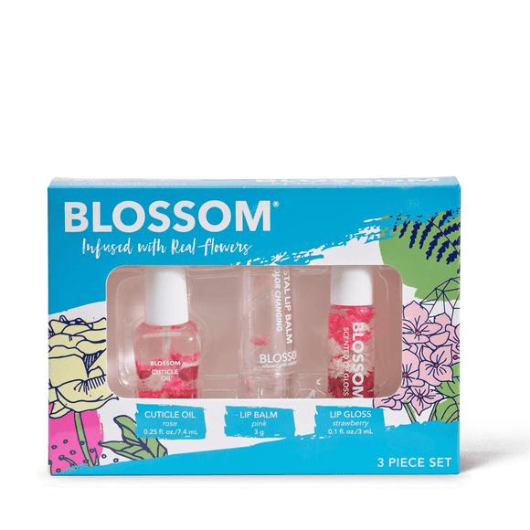 Blossom 3 Piece Set- Cuticle Oil, Color-Changing Crystal Lip Balm, Mini-Roll-On Lip Gloss-Blossom-Blossom_ Color Changing Lip Balm's,Blossom_ Cuticle Oil 's,Blossom_ Gift Set's,Brand_Blossom,Collection_Gifts,Gifts_Under 25